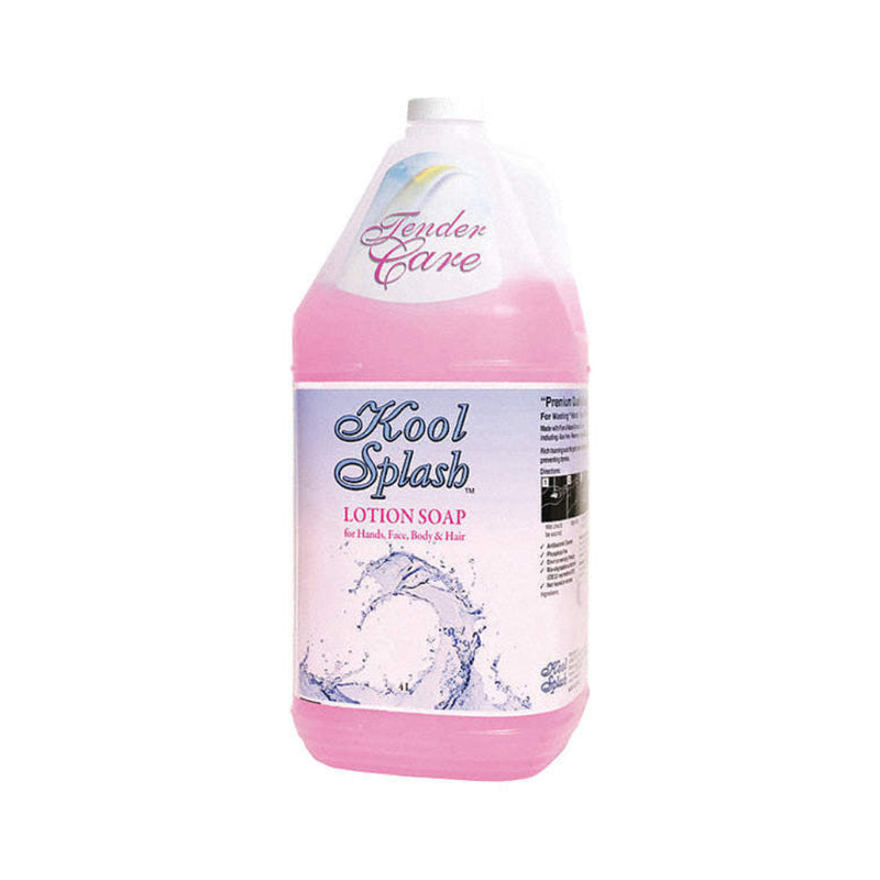KOOL SPLASH LOTION SOAP, FOR HANDS/FACE/BODY/HAIR, TENDER CARE, HONEY CHERRY, PINK, 4 L