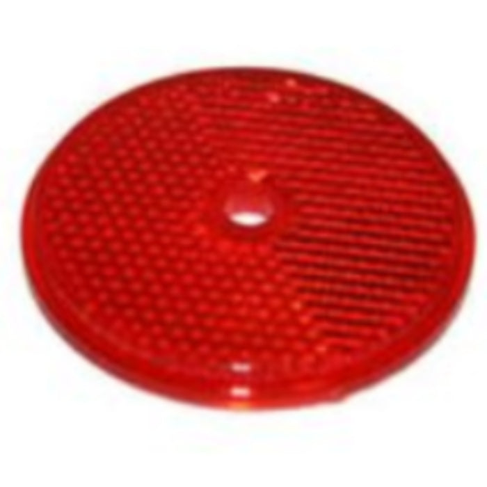 REFL RED ROUND 2-3/16Inch CENTRE HOLE PLASTIC-BACK