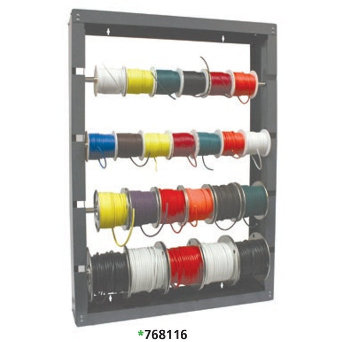 Wire Display/Dispensing Rack 4-Rows All Welded Cold Rolled Steel Grey Powder Coated Finish