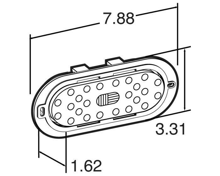 60 Series, LED, Yellow Oval, 26 Diode, Auxiliary Turn Signal, Gray Flange Mount, Fit 'N Forget S.S., 12V
