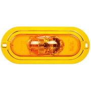 60 Series, LED, Yellow Oval, 6 Diode, Side Turn Signal, Yellow Flange Mount, Fit 'N Forget S.S., 12V