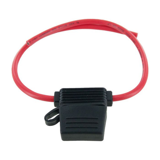 FUSE HOLDER INLINE STD BLADE 12GA RED/BLACK C/W COVER