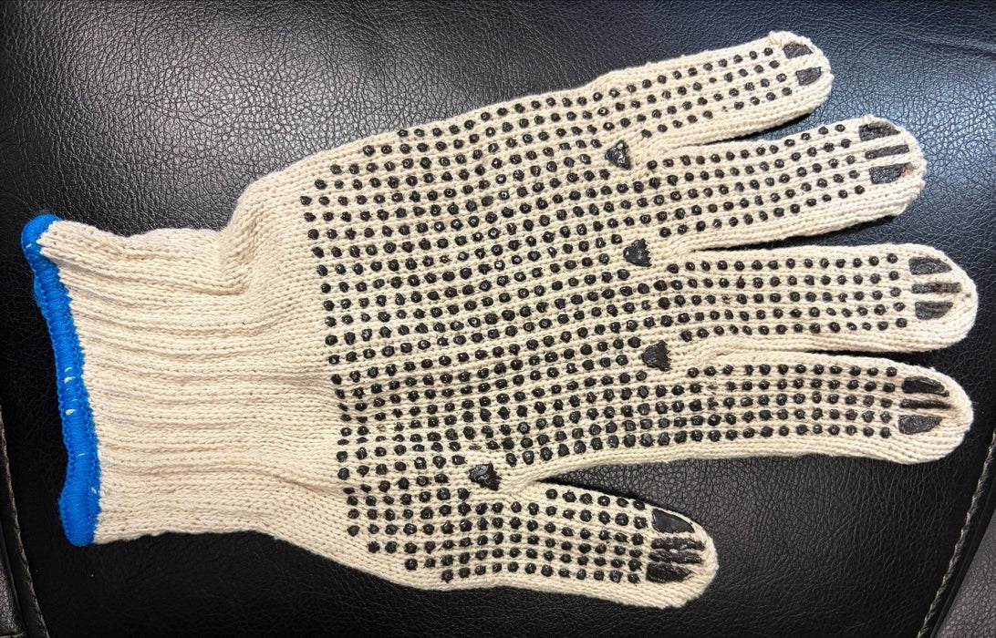 white cotton gloves with dots
