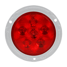 STT LAMP RED 4" ROUND LED 6 DIODE, W/GREY FLANGE