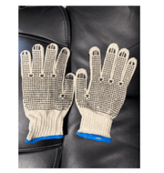 white cotton gloves with dots