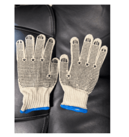 white cotton gloves with dots