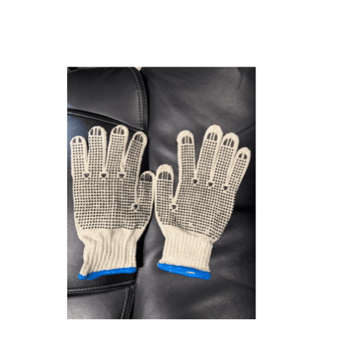 white cotton gloves with dots