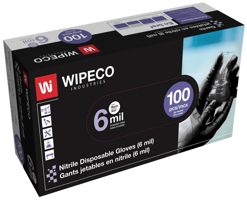 DN-106-L Nitrile 6 Mill &amp; 8 Mill Black Each Box